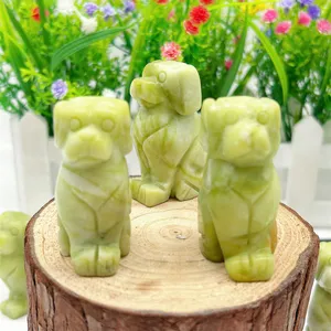 Wholesale Natural Crystal Carving Crafts Product Polished Lemon Jade Dog Decoration For Gift Ornament