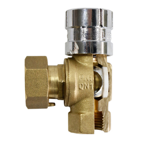 <span class=keywords><strong>Vanne</strong></span> d'angle à bille en laiton certifiée WRAS 1,6 MPa DN15 à filetage femelle, verrouillable magnétiquement, OEM pour compteur d'eau - Product Image 2