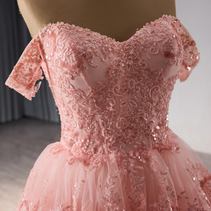 Pink Crystal Evening <b>Dress</b> Sequins Princess a Line Off the Shoulder Prom <b>Dress</b> Lace <b>Ruffles</b> Rsm241094 - Product Image 4