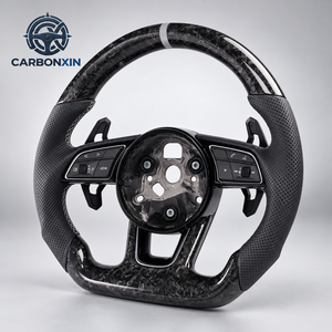 Volant sport haut de gamme en fibre de carbone et cuir avec éclairage LED forgé pour modèles Audi A3/A4/A5/A6/Q5/Q7/TT/RS3-RS6/B8-B9/C7-C8 - Product Image 3