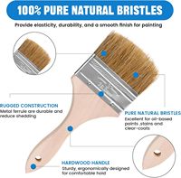 Lot de 4 pinceaux plats pour la maison, poils naturels, manche en bois, 0,5 pouce, 1 pouce, 1,5 pouce, 2 pouces