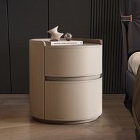 Table de chevet en bois massif et cuir de selle, design italien minimaliste et créatif, avec fonction rotative, Nouveauté 2025, style moderne subtil