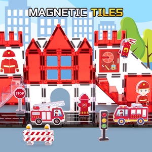 Set di Costruzioni Magnetiche 3D Certificato a Tema Stazione dei Pompieri, Dimensioni Personalizzabili, Giocattolo Educativo STEM in Plastica per Bambini - Product Image 3