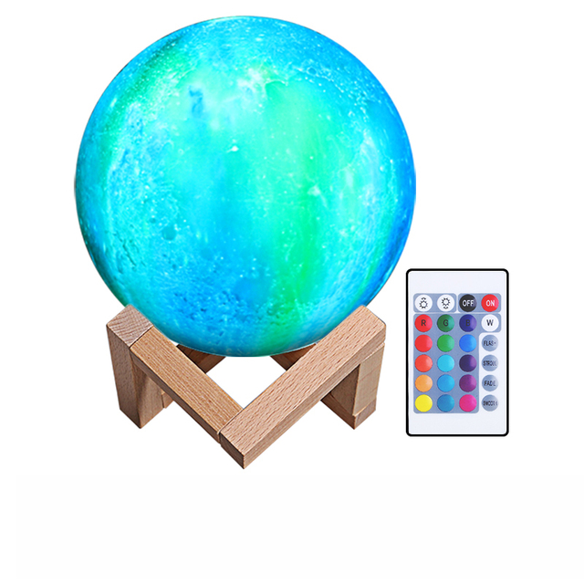 16 Colors RGB Dimmable Brightness Remote Touch Control Led Moon Night Light 3D Lunar Lamp