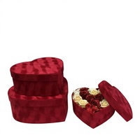 Boîte à fleurs en carton composite en velours tissé en forme de cœur, ensemble de trois boîtes cadeaux en forme de cœur de pêche, boîte cadeau de mariage