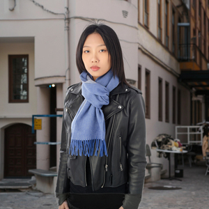 100% याक ऊन स्कार्फ शॉल लक्जरी हाथ खींचा सादा रंग कस्टम लोगो मुद्रण महिलाओं के लिए आंतरिक मोंगोलिया से शीतकालीन गौण - Product Image 5