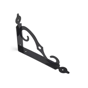 Prateleira de metal preto suporta prateleira em forma de estante, suporte de parede de ferro para decoração