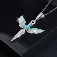 Pendentifs de bijoux hip-hop Real U pour hommes, pendentifs en diamant Moissanite VVS glacés, colliers en Moissanite aile d'ange en argent sterling 925, bijoux en acier inoxydable 316L