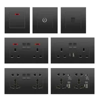 Enchufe de Pared Negro UK 13A con Puerto USB Tipo C de Carga Rápida de 18W, Tomacorriente de Pared con Cargador USB, Interruptor con Enchufe