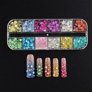 Kit de 12 grilles de <span class=keywords><strong>strass</strong></span> pour ongles, perles sirène, cristaux ronds irisés Aurora AB à dos plat, pour manucure - Product Image 3