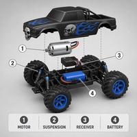 Vente en gros de voitures télécommandées Monster Truck 1:20 à 4 canaux, jouets pour enfants, véhicules électriques RC, grandes roues, portée de 20 m, intérieur-extérieur