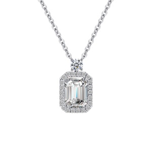 SGARIT custom lab grown diamond <b>Necklace</b> 18K gold VS <b>D</b> 1ct IGI certificate emerald&Halo style Collarbone Pendant for women - Product Image 1