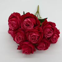 Bouquet de 9 roses artificielles en soie pour mariage, anniversaire, décoration de la maison, décoration de la Saint-Valentin