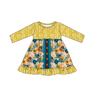 Vestito smocked <span class=keywords><strong>zucca</strong></span> tacchino di alta qualità bambina verde salvia autunno abbigliamento boutique abiti per bambini per l'autunno - Product Image 6