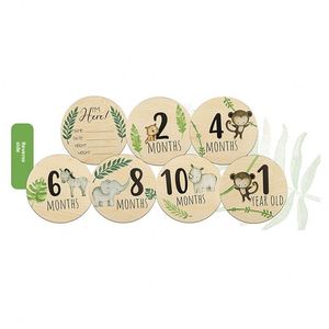 Wholesale Wooden Baby Milestone Carved <b>Memorial</b> Wood Piece Welcome Newborn Photography Props Month Round <b>Card</b> - Product Image 3