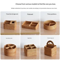 Organisateur multifonctionnel à 1 niveau en rotin artisanal, simplicité moderne, écologique, durable, sûr pour la télécommande