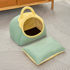 New type of semi-enclosed cat <b>bed</b> for winter warmth, thickened for added security, perfect for cats and dogs. - Product Image 3