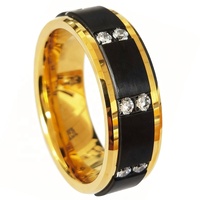 Bague de Fiançailles en Moissanite pour Homme, Plaqué Or 18K, en Carbure de Tungstène Brossé avec Incrustation de Zircon Cubique, Vente en Gros CNC par Cheng Jewelers