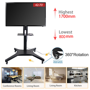 Supporto <span class=keywords><strong>Mobile</strong></span> per LCD con Ruote, Supporto da Pavimento Nero per <span class=keywords><strong>TV</strong></span> con Ripiano in Vetro per DVD - Product Image 6