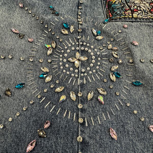 ملابس الشارع الشهير الهيب هوب كريستال حجر الراين Jorts حافة الخام تنحنح مخصصة Jorts Baggy قطن الرجعية المتعثرة سراويل الجينز الرجال - Product Image 5