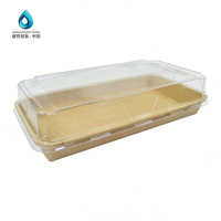 Boîte d'emballage alimentaire jetable carrée en papier kraft gaufré pour pâtisseries, desserts, gâteaux tiramisu, sushis, plats à emporter et nouilles