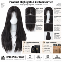 Perruque synthétique longue et droite noire naturelle avec frange encadrante pour femme, en fibre douce, aspect naturel, fournisseur en gros d'usine