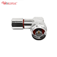 Connecteur mâle N à angle droit pour câble LMR300 5D-FB 50 Ohm plaqué or, terminaison RF à sertir