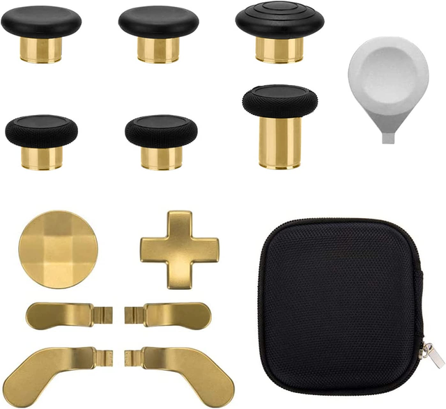 Aluminum Alloy Replacement Metal D-Pads Paddles Trigger Buttons Kits 16in1 Metal Thumbsticks for Xbox One Elite Series 2