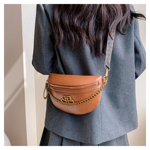 Bolso de pecho para mujer de nueva moda, bolso cruzado de un solo hombro, bolso de cintura de pecho para mujer de cuero Pu texturizado de Color puro - Product Image 2