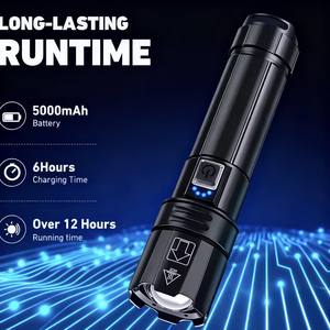 ไฟฉายอลูมิเนียม LED สว่างพิเศษ XHP70ซูเปอร์สว่างพร้อมสายคล้องสำหรับการล่าในกรณีฉุกเฉินและการใช้งานกลางแจ้ง - Product Image 1