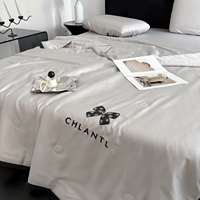 Nouvel ensemble de couette d'été de luxe floral 60 Lanjing - Lavable en machine avec nœuds