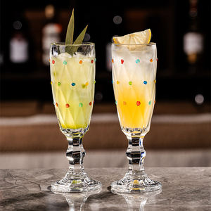 Verre à cocktail en relief de style <span class=keywords><strong>français</strong></span> en gros, verre à whisky en diamant à pois colorés, verre à vin doux pour fête - Product Image 5