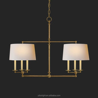 Lustre créatif de style américain en cuivre massif, finition dorée, hauteur réglable, pour clubs, bars, restaurants, salles à manger, abat-jour en tissu