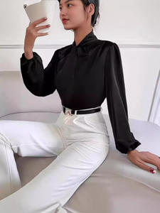 Nueva Camisa de Mujer con Mangas Largas y Lazo, a la Moda - Product Image 3