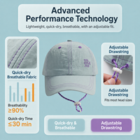 Casquettes de baseball personnalisées en nylon à séchage rapide, imprimées par transfert thermique, protection solaire, pour sports de plein air unisexes, vente en gros