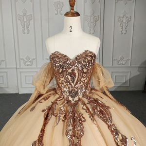 Jancember DY1111金色蕾丝亮片舞会礼服新娘派对晚礼服 - Product Image 2