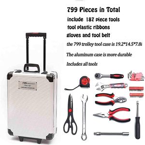 399-Piece Carbon Steel Wheel Trolley Case Full <b>Set</b> Hand Tools Repair Tool Box with OEM Hard Case Support - Product Image 2