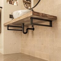 Console de salle de bain moderne, support de lavabo rectangulaire, fixation murale facile, étagère métallique, cadre mural pour lavabo