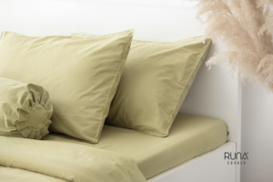Linen-Like <b>Bedding</b> 100% Cotton Stone-Washed <b>Bedding</b> <b>Set</b> 3 PCS 2 Pillow Case Fitted Sheet Avocado Green King Queen Custom Size - Product Image 5