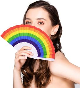 Éventail en plastique personnalisable de 23 cm, style arc-en-ciel, technique de bambou écologique, gravé, personnalisez votre propre design - Product Image 5