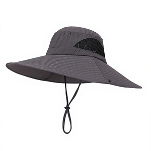 SFB117 <b>Black</b> Large Brim Outdoor Sun <b>Hat</b> Breathable Mesh Side Adjustable Chin Cord UV Protection <b>Boonie</b> <b>Hat</b> Fishing Garden Work - Product Image 6