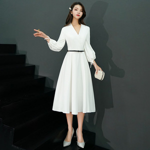 White V-Neck A-Line Chiffon Bridesmaid Dress Natural Waistline Elegant Party Wedding Guest Dress Spring Summer - Product Image 2