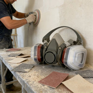 قناع تنفس نصف وجهي مع فلاتر مزدوجة سهلة الاستبدال - قناع أمان منخفض الصيانة للاستخدامات الصناعية والمنزلية - Product Image 3