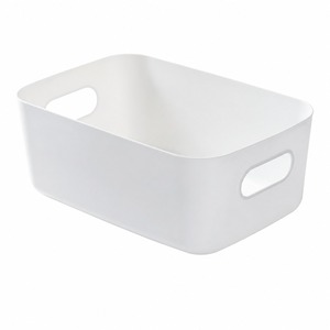 Bacs de rangement en plastique avec poignées pour l'organisation de la salle de bain, conteneurs domestiques de grande capacité roses et blancs - Product Image 5