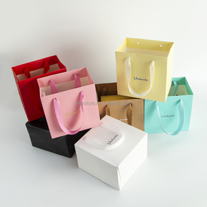 Bolsas de Papel Cuadradas al por Mayor de 10*6*10cm, Bolsas de Regalo para Frutas y Flores, Bolsas de Embalaje para Manualidades, Bolsas de Transporte con Base Ancha para Repostería y Comida para Llevar con Cinta - Product Image 3