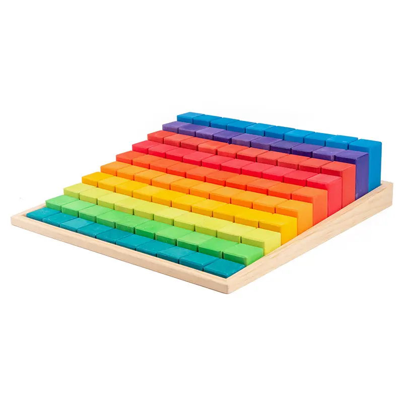 Kids Wooden Large Rainbow Counting Blocks Children Building Blocks Set Early Education Learning Toys Parent-Child Game Toys