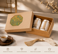 Boîte Cadeau de Luxe Rigide pour Thé, Texture Dorée Gaufrée, Octogonale, avec Fenêtre Découpée, Couvercle et Base, Logo Personnalisé, Emballage Gourmand, Vente en Gros OEM
