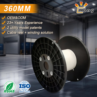 Bobine en plastique ABS sur mesure de 360 mm, type vis, longueur de déplacement réglable de 100 à 350 mm avec alésage de 56 mm pour machine à enrouler les câbles