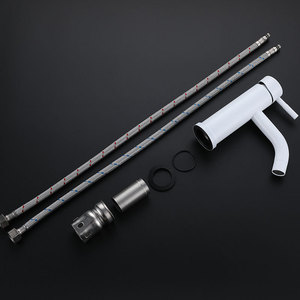 Single Handle Basin Faucet Ceramic Valve Core <b>Deck</b> Mounted Single Hole White Hot And Cold Water - Product Image 2