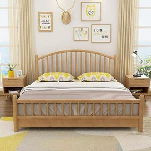 Cama Nórdica de Madera Maciza, Acabado Natural, Cama Doble de 1.8m; Cama Windsor de Madera Maciza Elegante de 1.5m para Alojamientos Turísticos; Cama Princesa - Product Image 2